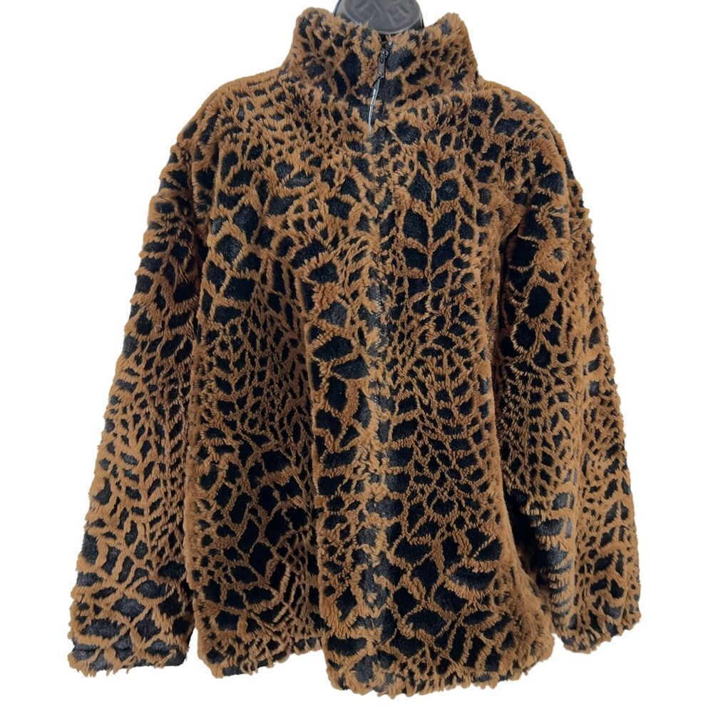 Black Mountain Outdoor Gear Animal Print Faux Fur Coat